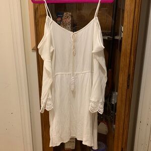 Charlotte Russe White Off-Shoulder Dress with Lace Trim